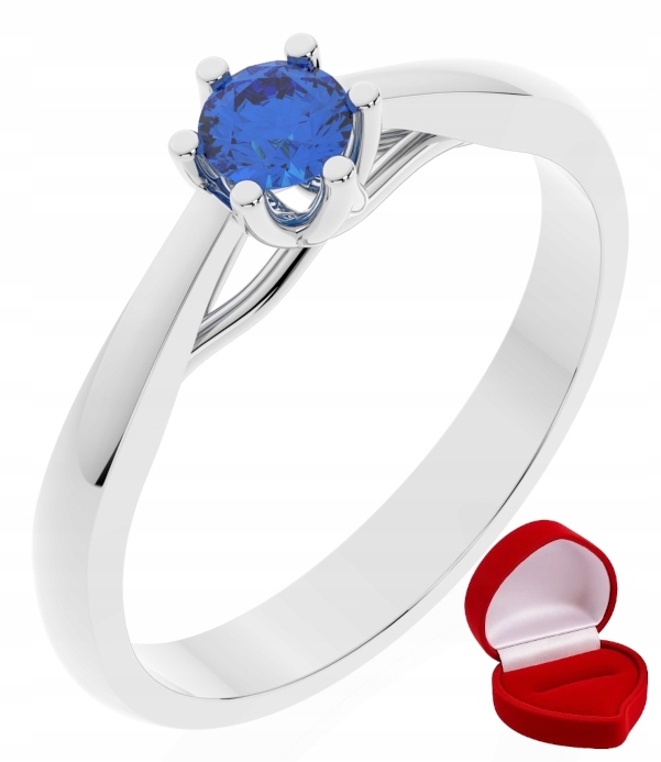 Zlatý Prstýnek 585 14k Safír 0,19 ct Bílé Zlato R6