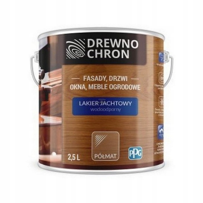 Drewnochron Lakier Jachtowy Półmat 2,5L do drewna Bezbarwny Uv odporny