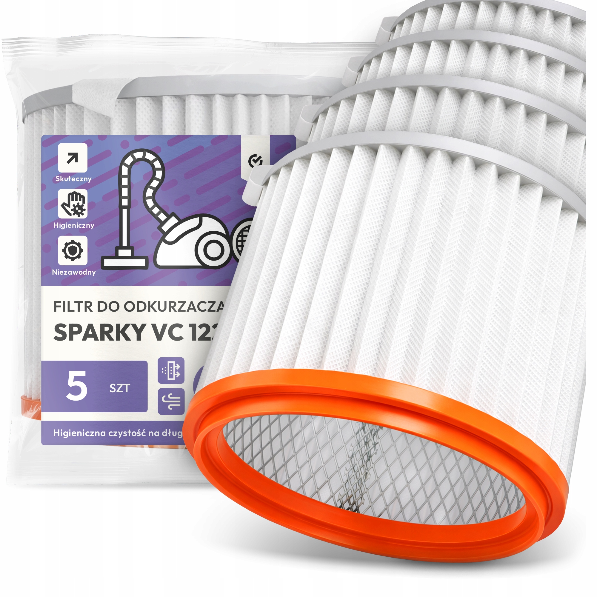 5 x Vzduchový Filtr pro vysavač Sparky VC 1221 Omyvatelný Filtr Em-w
