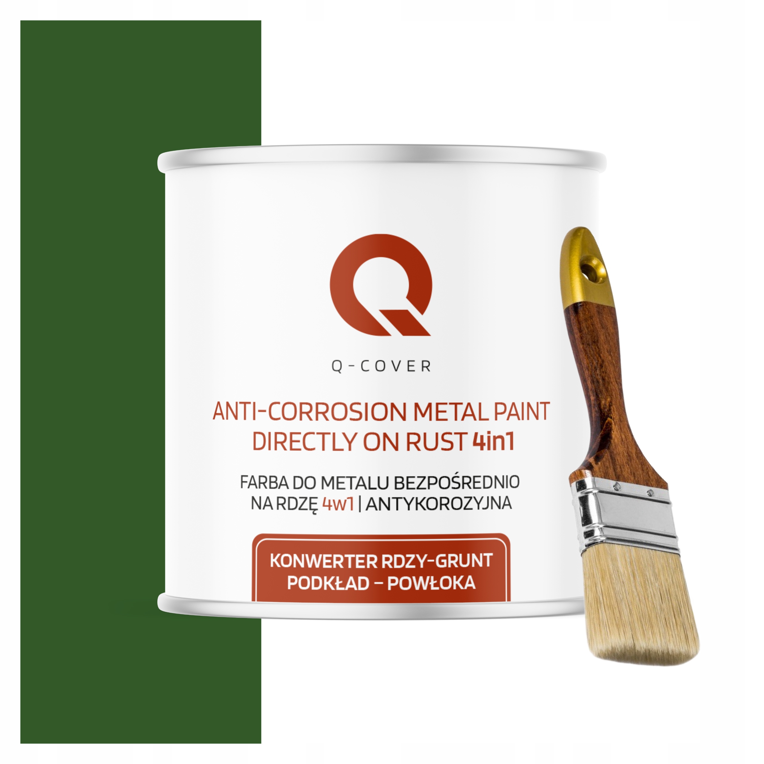 Farba na kov antikorózna 2.5L saténová farba zelená listová štetec