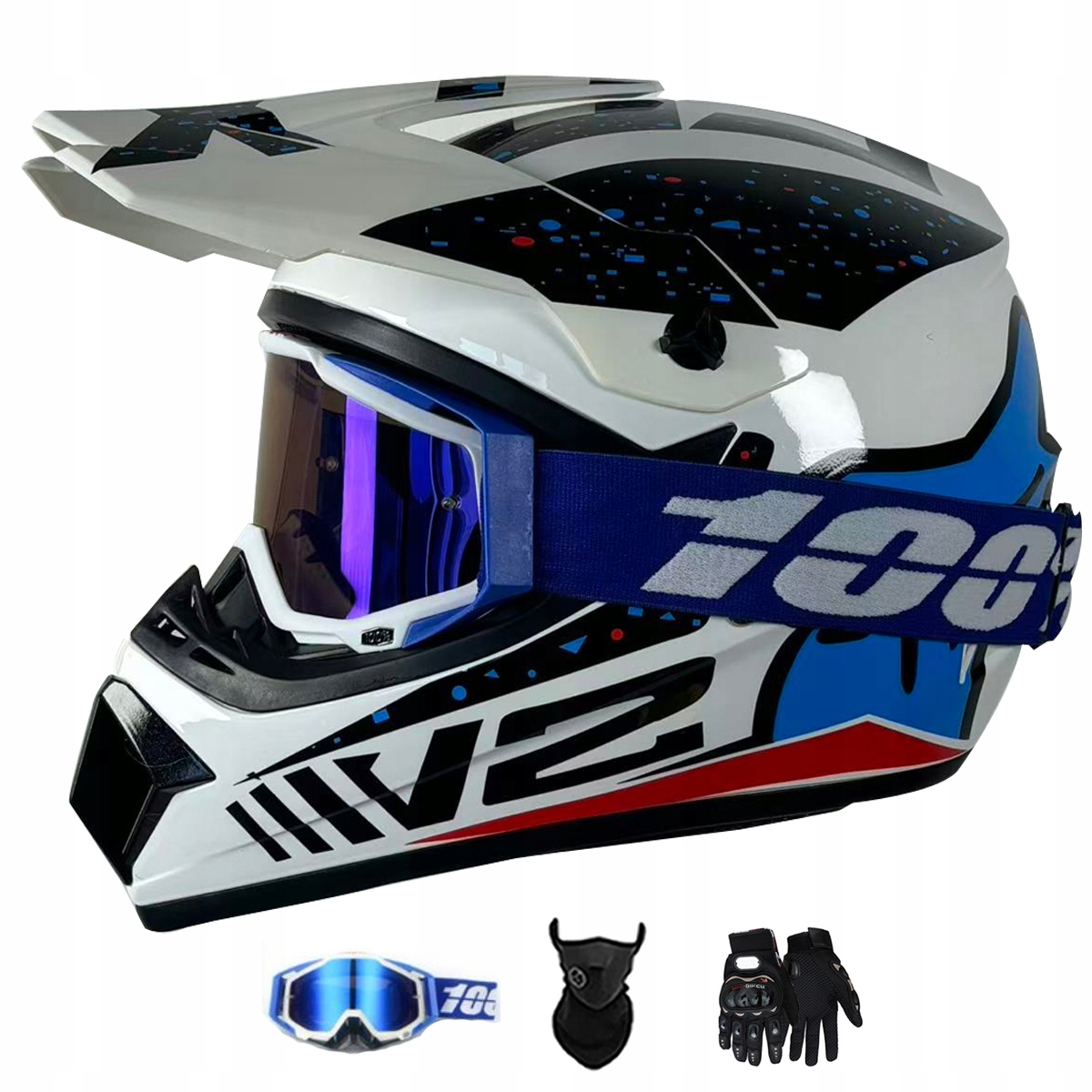 Motocyklová Přilba Crossová Lehká Enduro Quada Brýle Rukavice Maska L