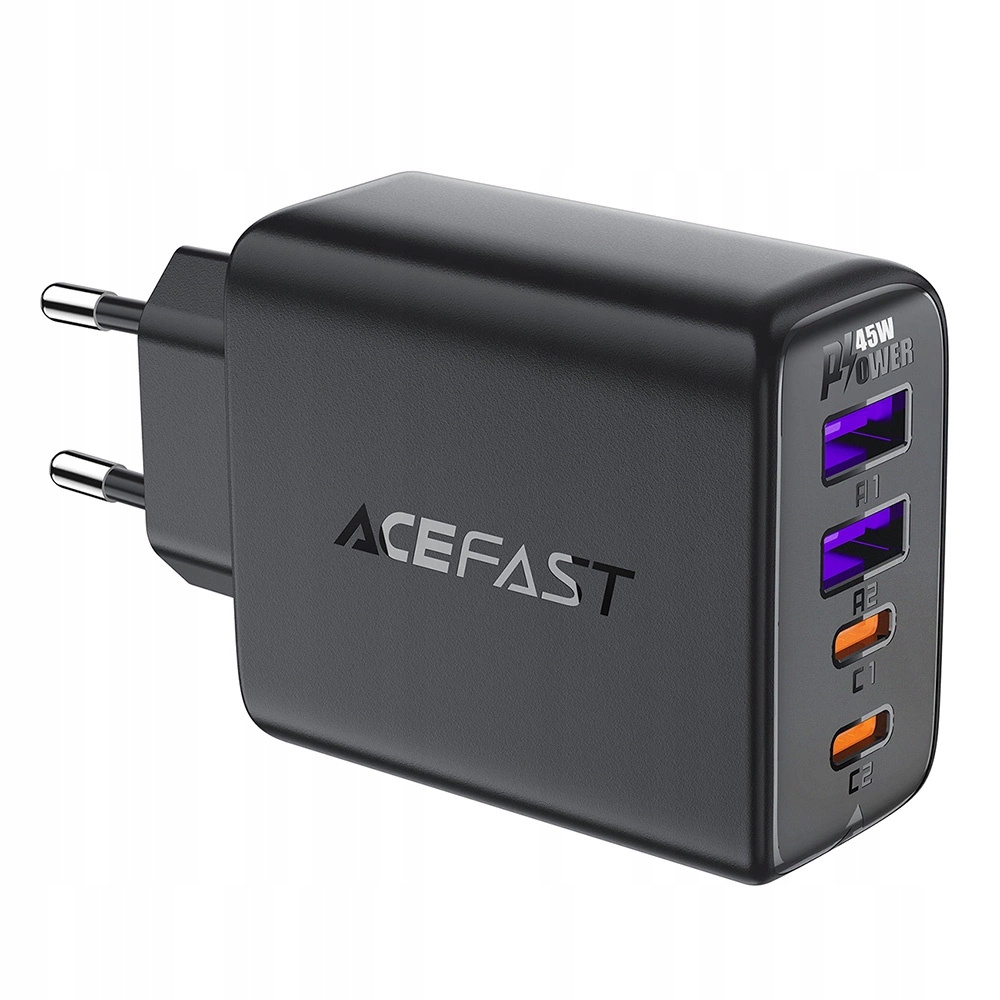 Ładowarka Acefast A61 Pd 45W GaN 2 x Usb-c 2 x Usb-a z 4 portami czarna