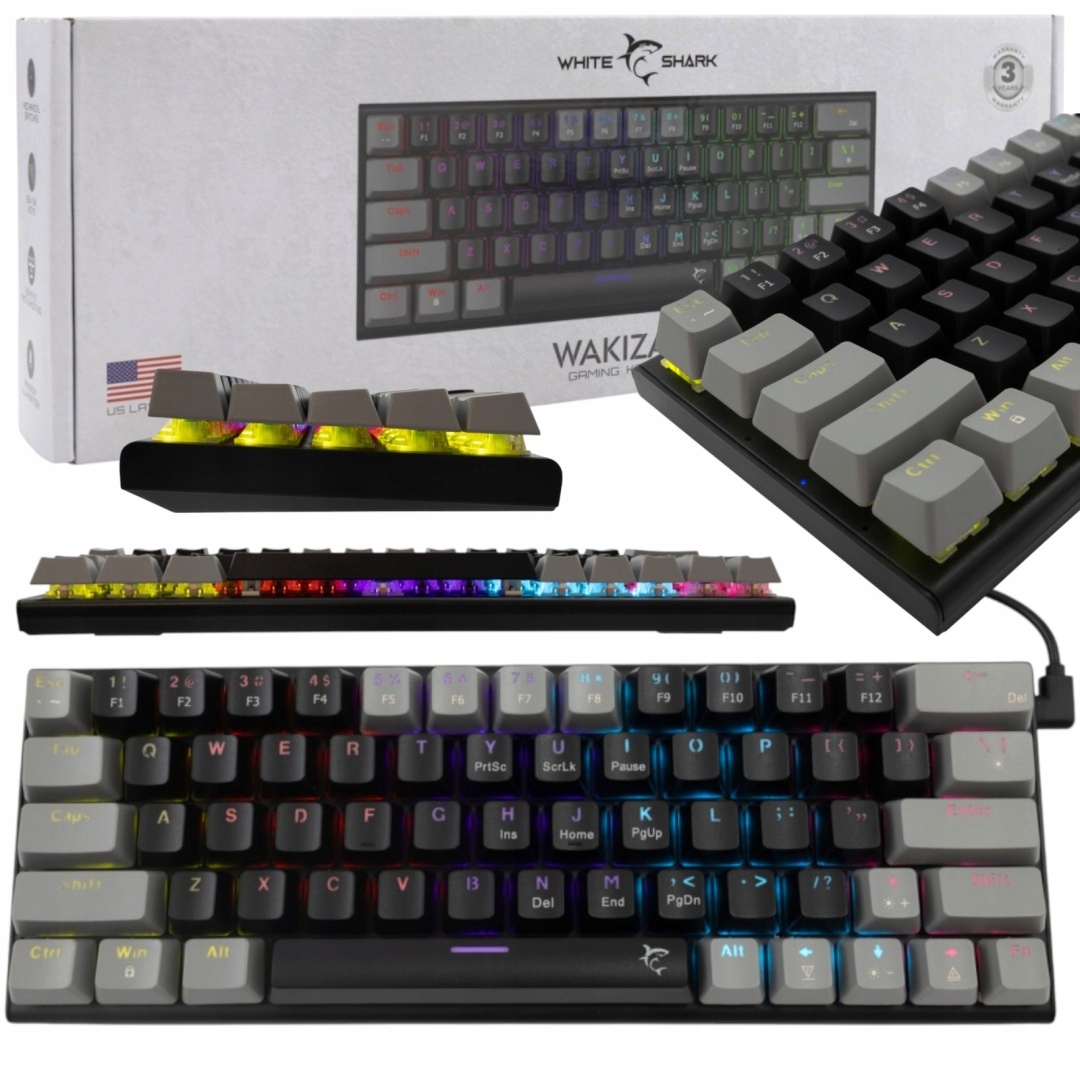 KLAWIATURA GAMINGOWA MECHANICZNA 60% podświetlana RGB LED MAŁA Blue Switch