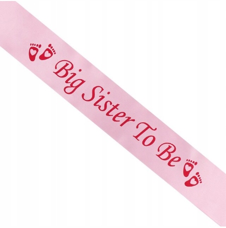 RÓŻOWA SZARFA BĘDĘ STARSZĄ SIOSTRĄ BABY SHOWER PĘPKOWE