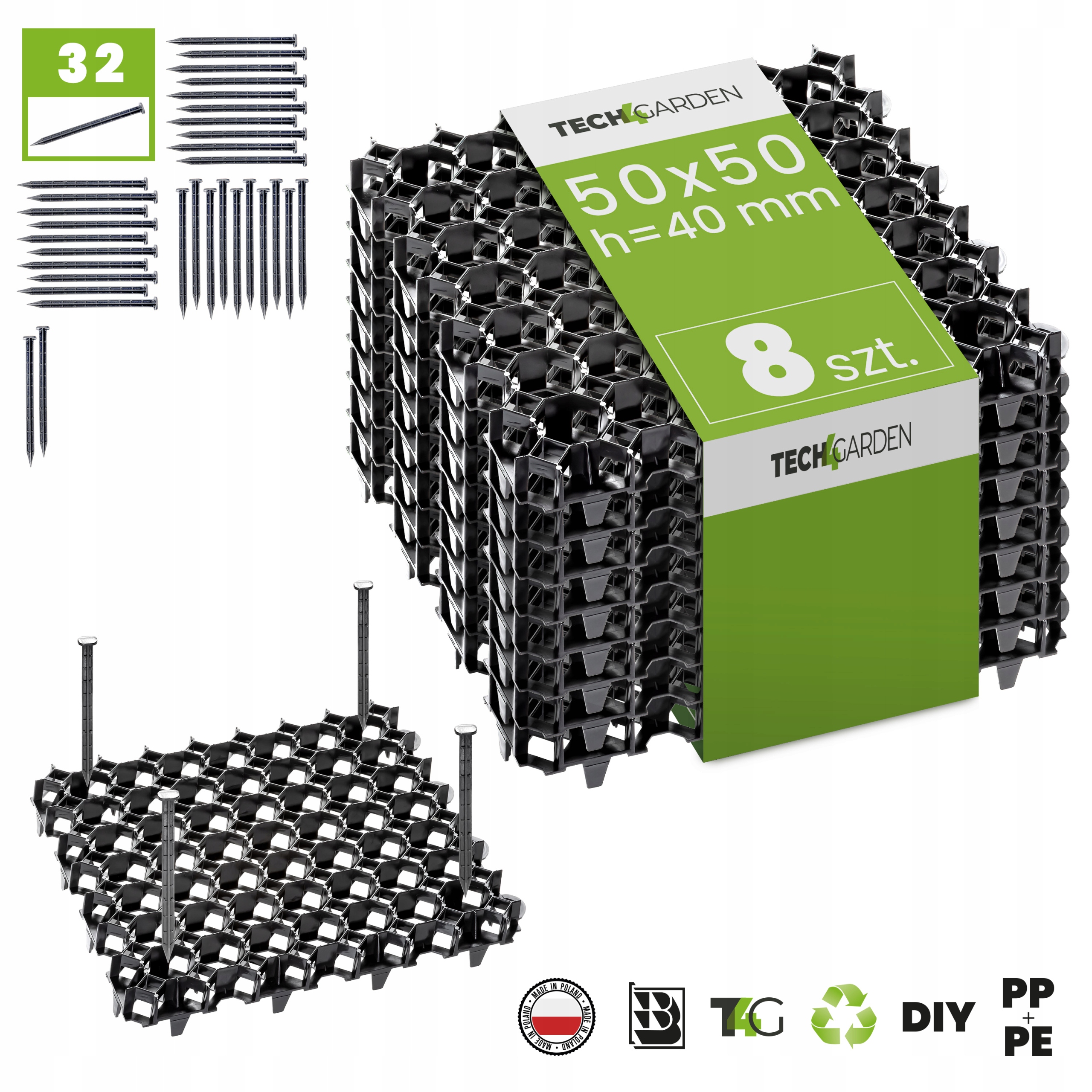 

8x Kratka drogowa trawnikowa 50x50x4 cm + 32 kotwy