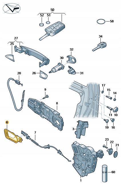 KLAMKA WEWNĘTRZNA PRZÓD LEWA FABIA 3 III Producent części Skoda OE