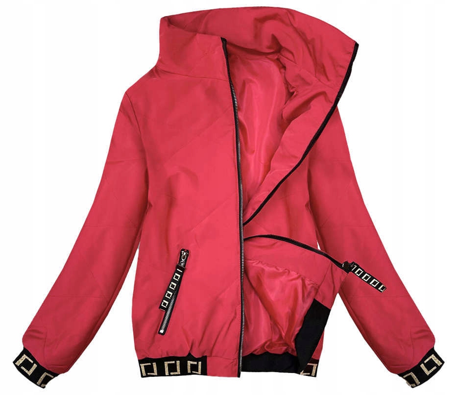 Krátká Prošívaná Bunda B8016 Červená S (36)