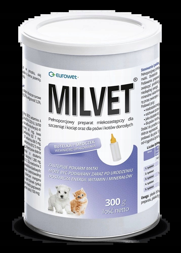Eurowet Milvet Náhradní mléko pro štěňata a koťata 300 g