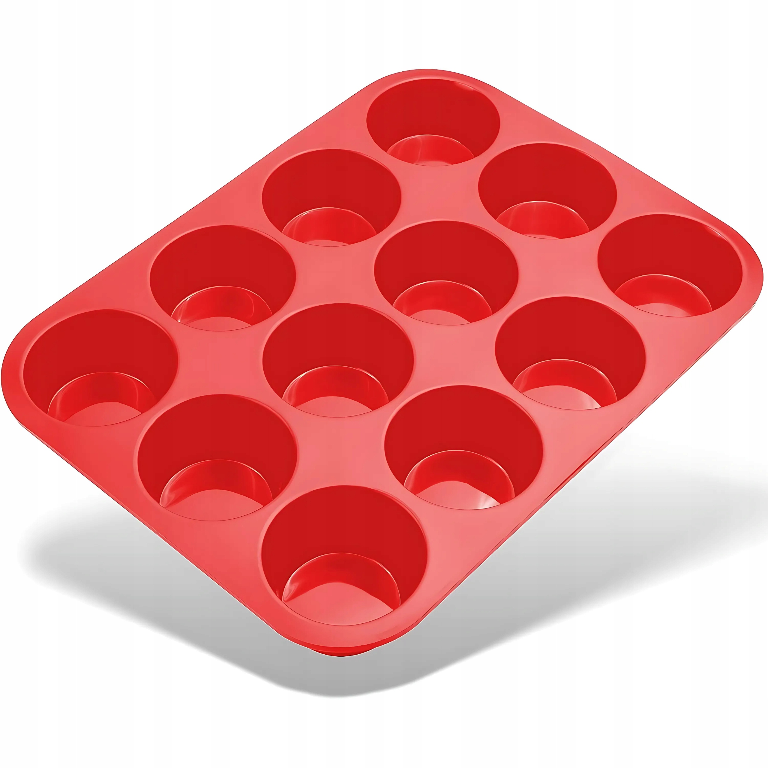 Silikonová Forma Na 12 Muffinů, Nepřilnavá, Červená