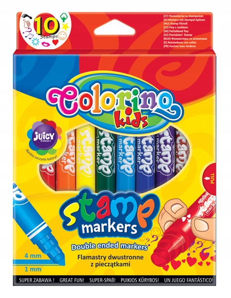 

Flamastry 10-kol. 2str. z pieczątkami Colorino