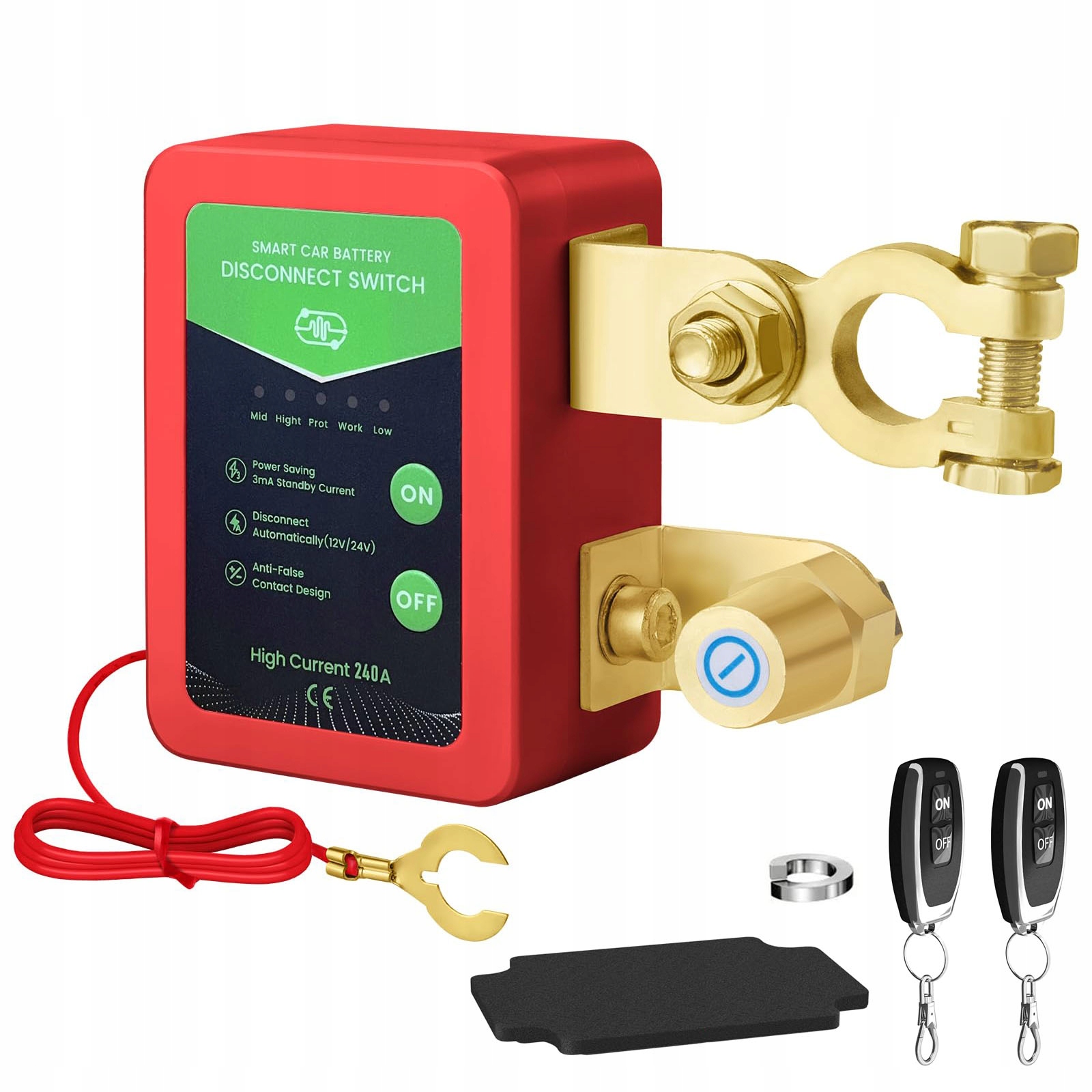 Dálkový automatický vypínač odpojovač baterie 12V 240A 2x dálkové ovládání 3ccc