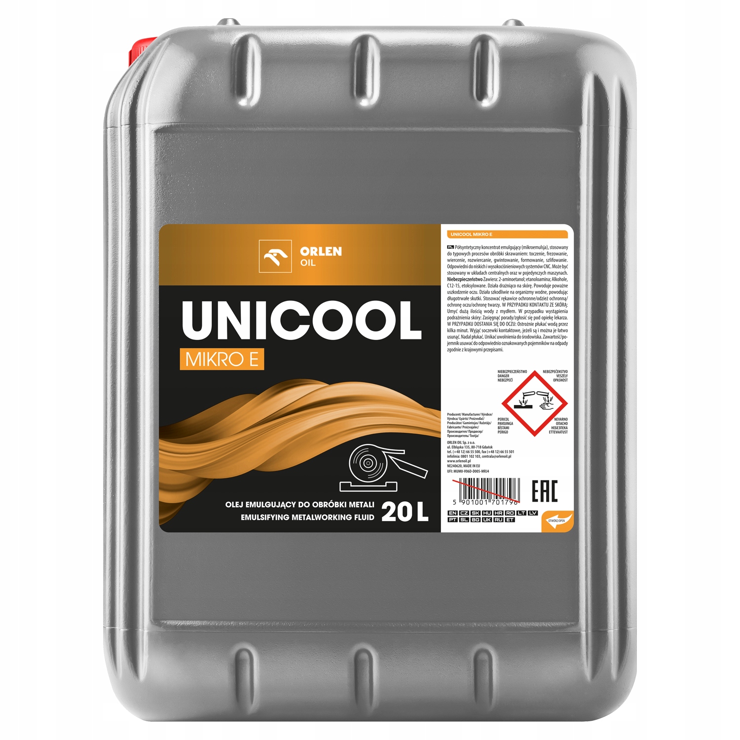Chłodziwo Półsyntetyczne do Obróbki Metalu Orlen Oil Unicool Mikro E 20L