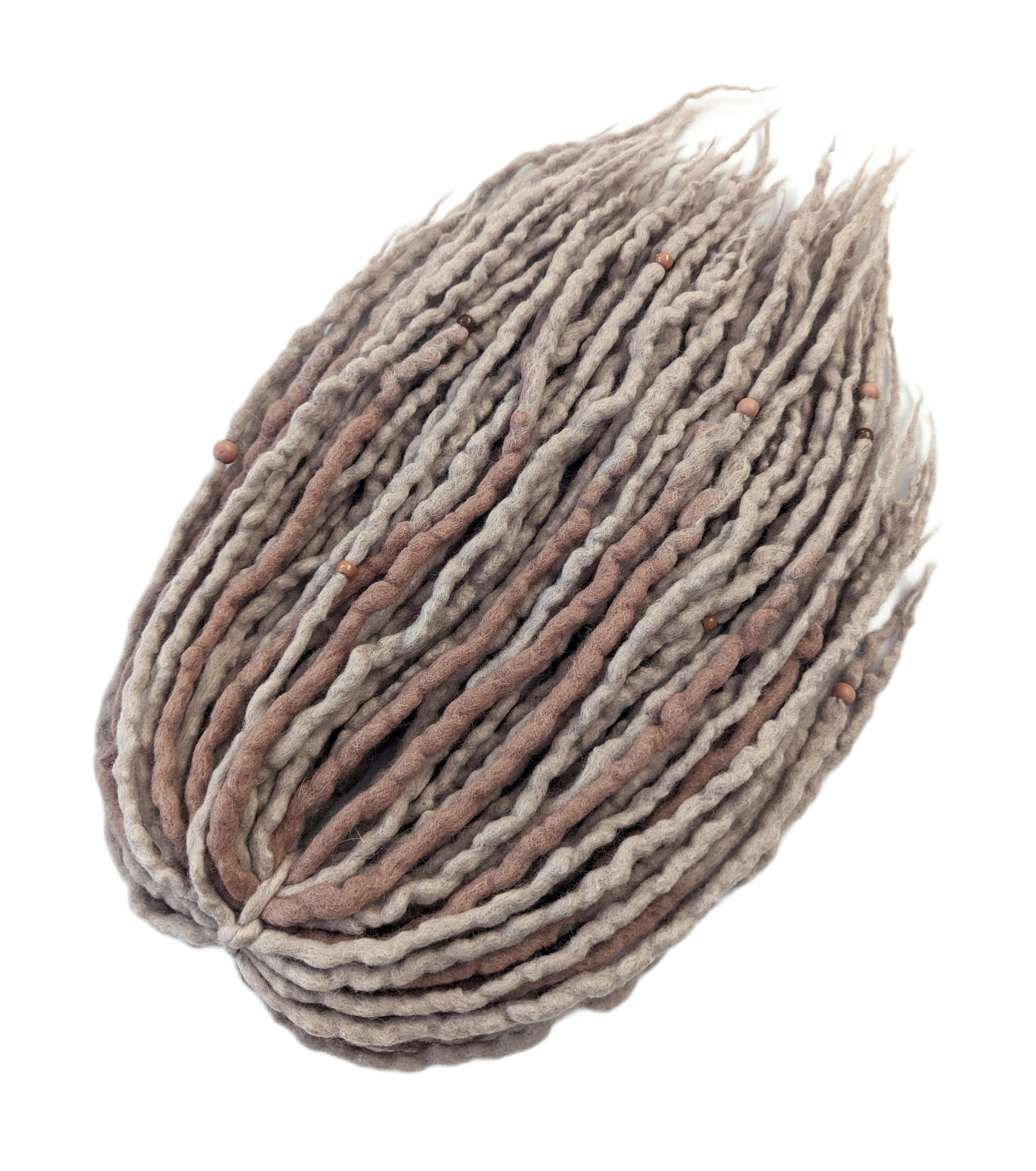 Dredloky Dredy Vlněné ručně vyráběné, béžová blond, Podzimní Prach, 40 kusů