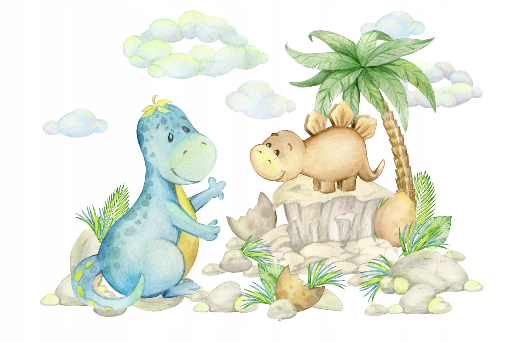 Fototapeta Dětské dinosaury skály palmy 270x180