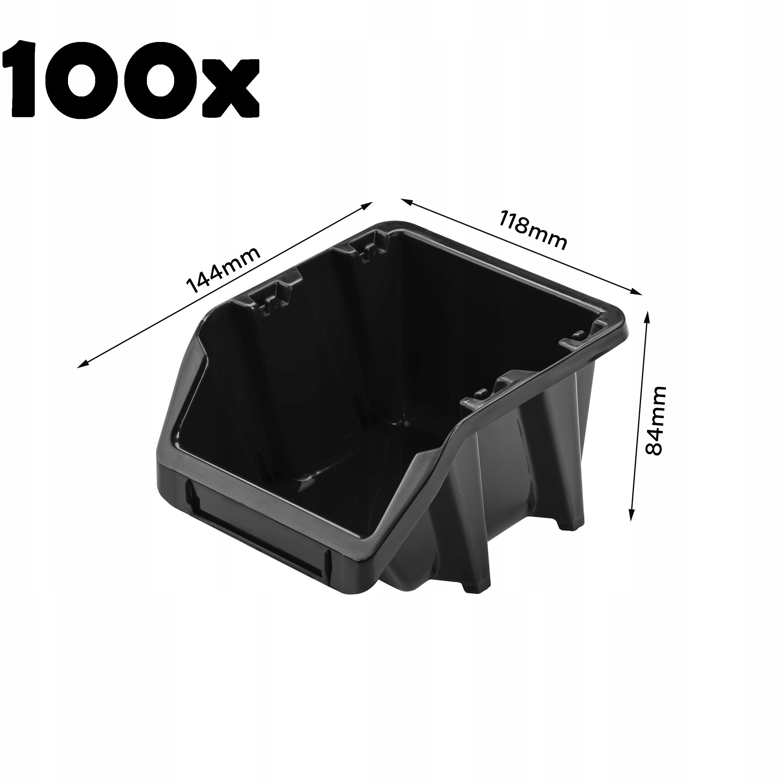 

100 Pojemników magazynowych 118x144x84 mm warsztat