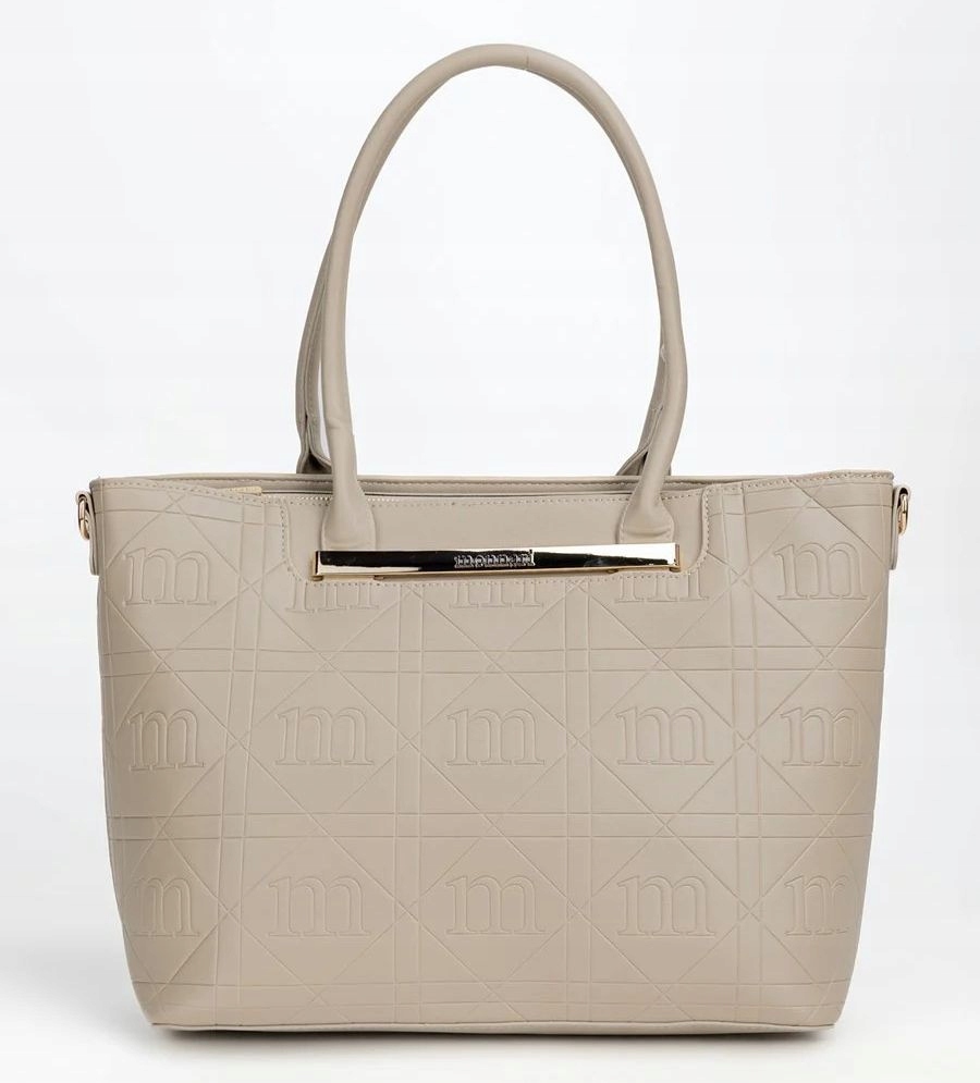 Taupe Dámská Kabelka Monnari Na Nákupy S Geometrickým Vzorem A Logem