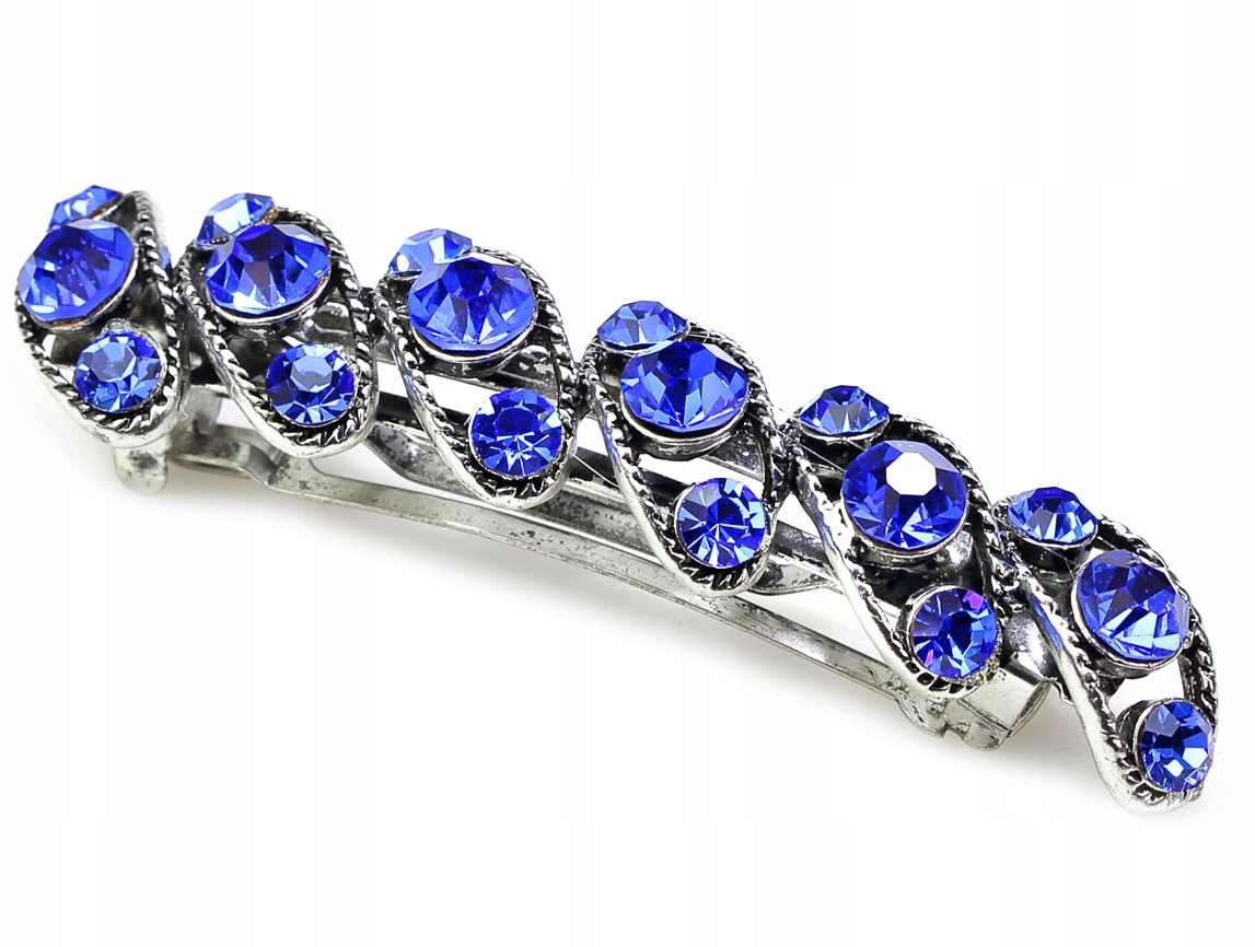 Francouzská spona exkluzivní spona do vlasů kovová safírové krystaly