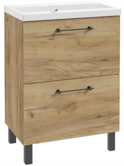 Koupelnová skříňka s umyvadlem a 2 zásuvkami 50x80 cm Stojící Dub Craft
