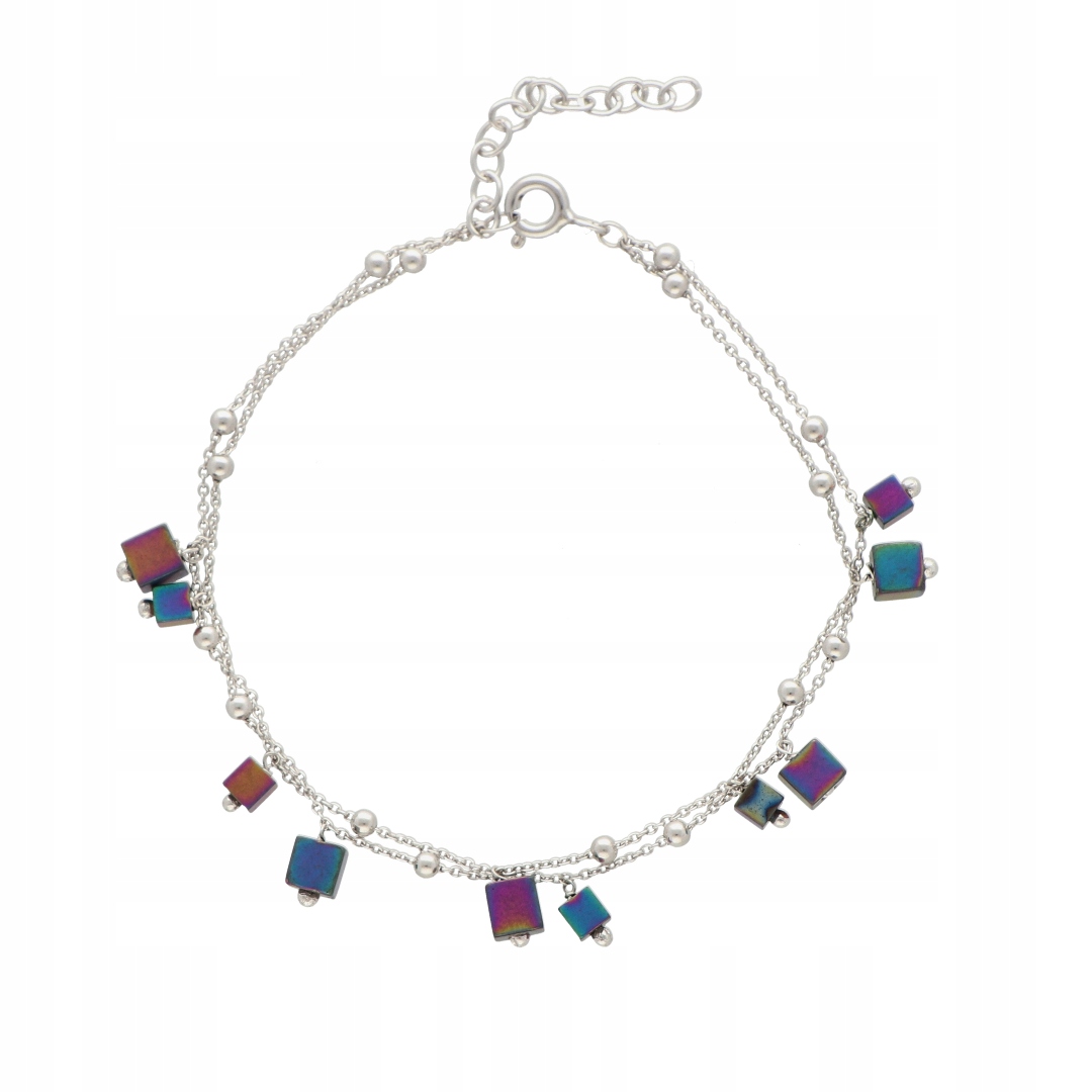 Dvojitý celebritní náramek s hematitem stříbro