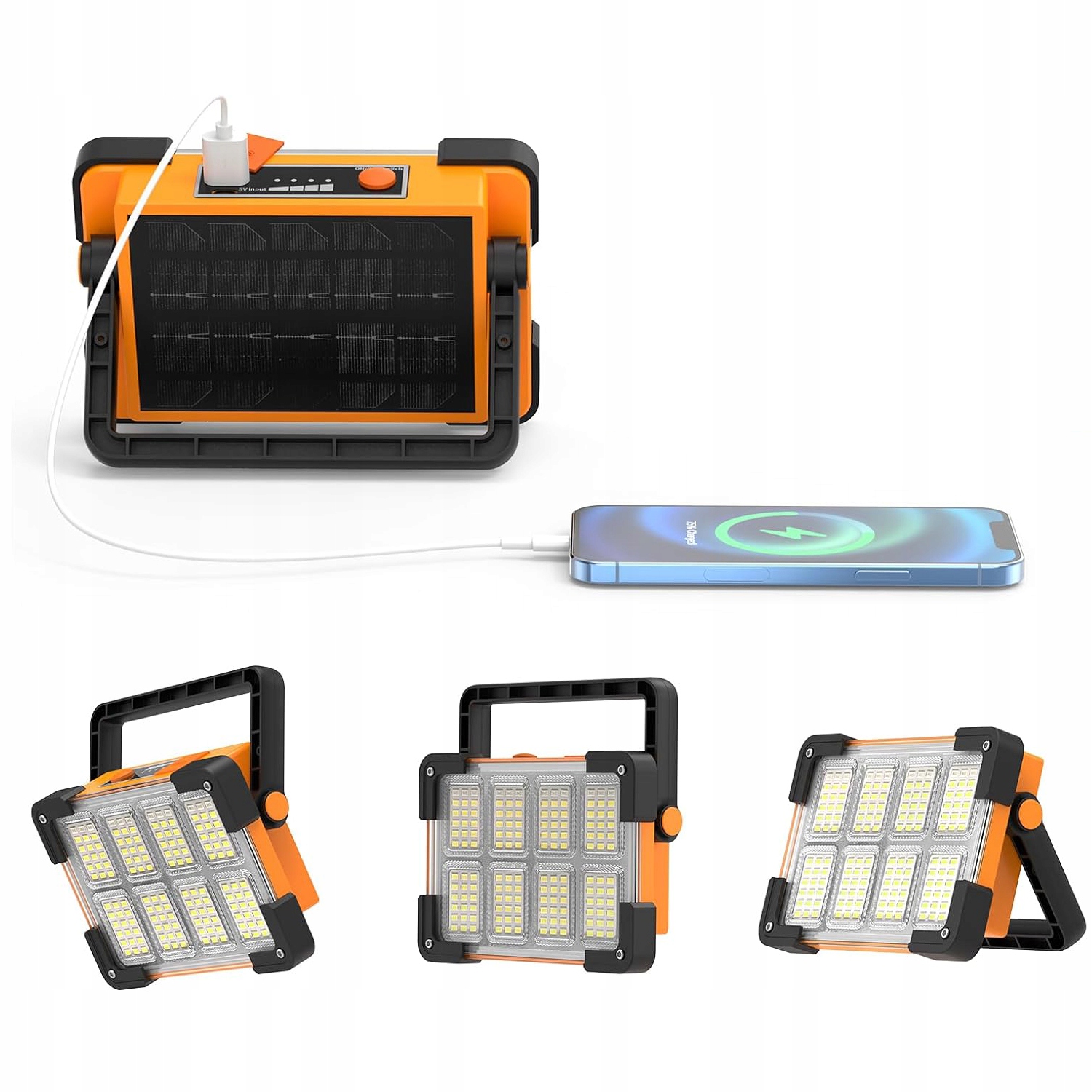 REFLEKTOR BUDOWLANY LED AKUMULATOROWY SŁONECZNY REFLEKTOR ROBOCZY 4 TRYBY Źródło światła LED