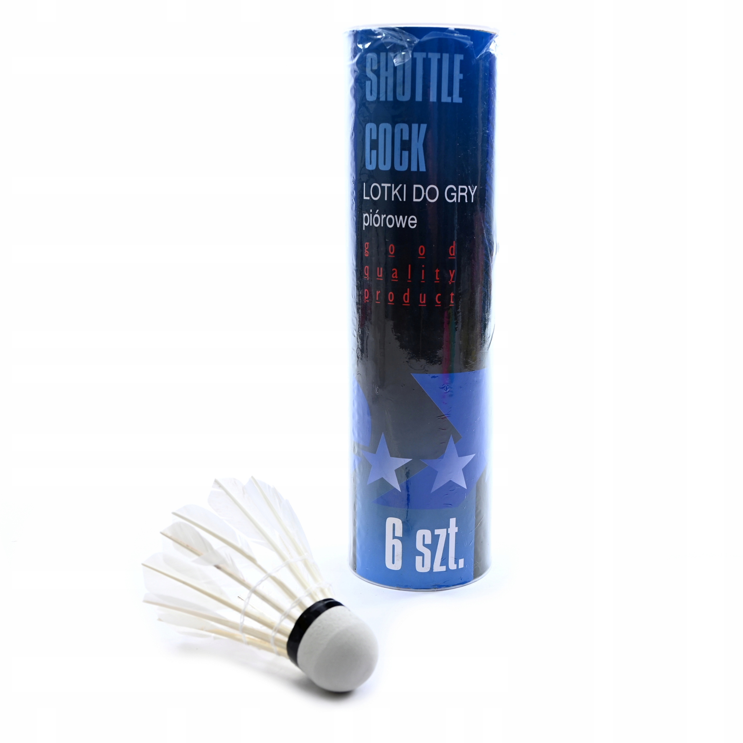 BIAŁE LOTKI PIÓROWE DO BADMINTONA ZESTAW 6SZT