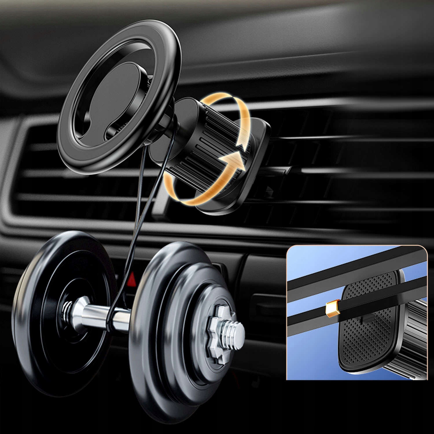 UCHWYT SAMOCHODOWY NA KRATKĘ MAG SAFE DO IPHONE 12 13 14 15 PRO MAX Marka Alogy