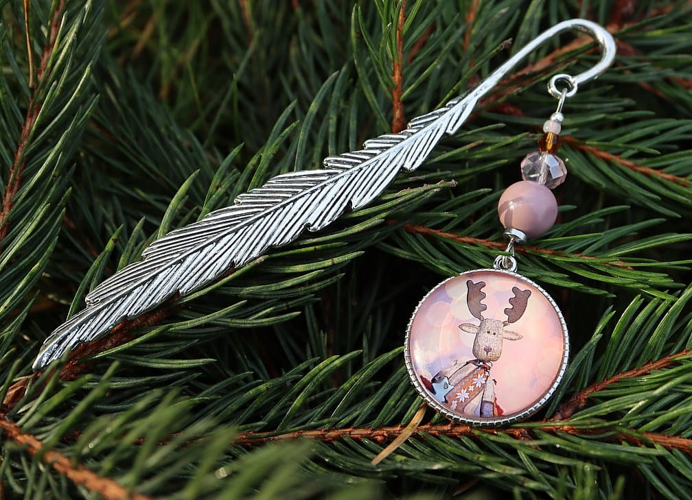 ZAKŁADKA DO KSIĄŻKI RENIFER PREZENT MIKOŁAJ ŚWIĘTA Marka Kolczykarnia