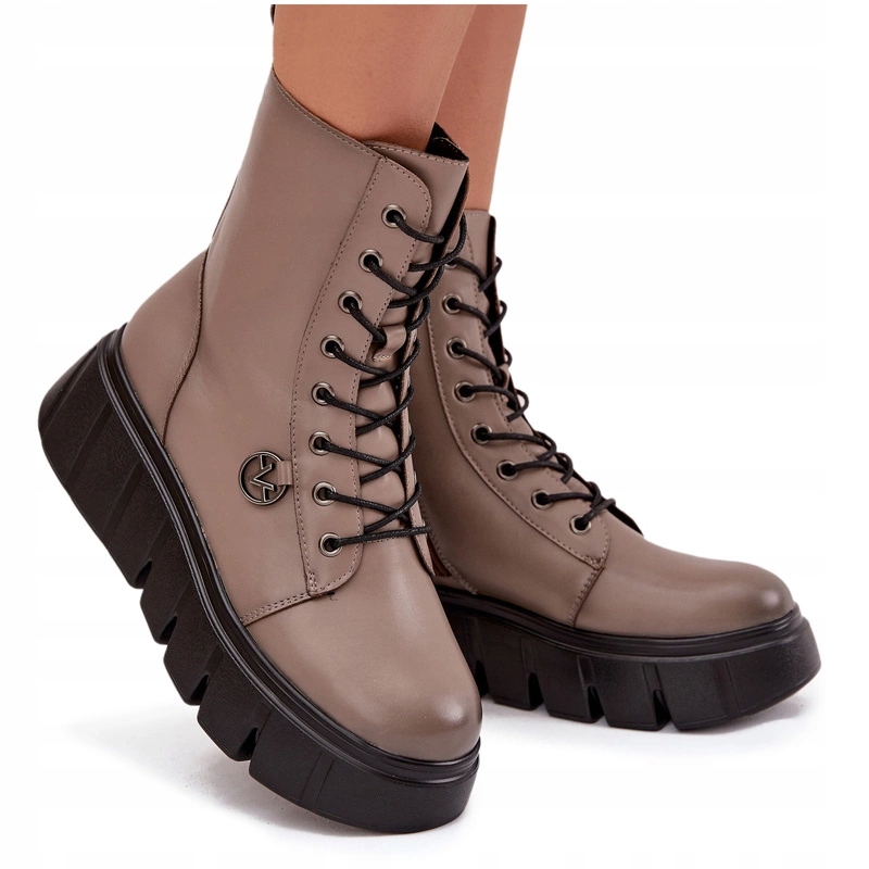 Kotníkové Boty Workery Na Platformě Eko Kůže Zateplené Vinceza 58588 Taupe 37