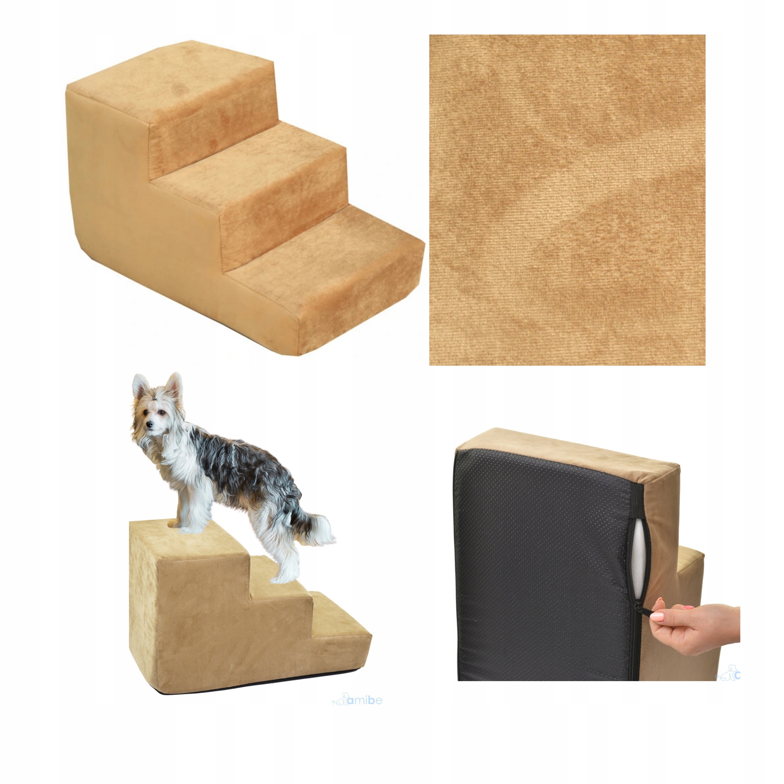 Schodky Rampa pro psa kočku 3 stupně Protiskluzové schody 30 cm Plošina