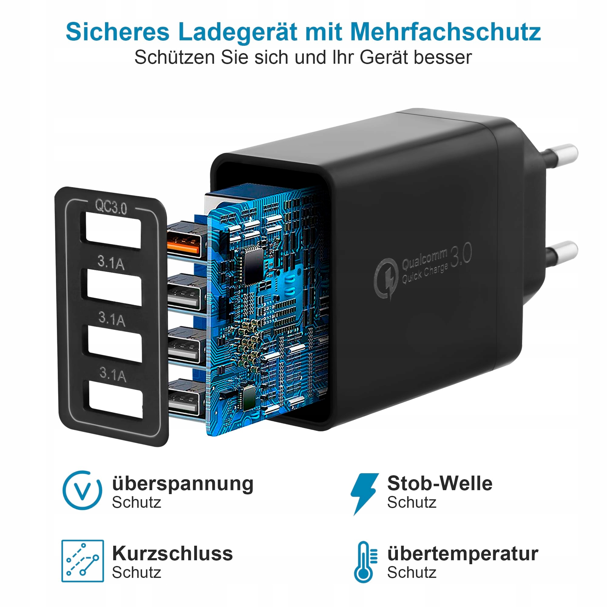 USB ŁADOWARKA 4-Portowy Adapter USB 33W QC 3.0 — miniatura 5