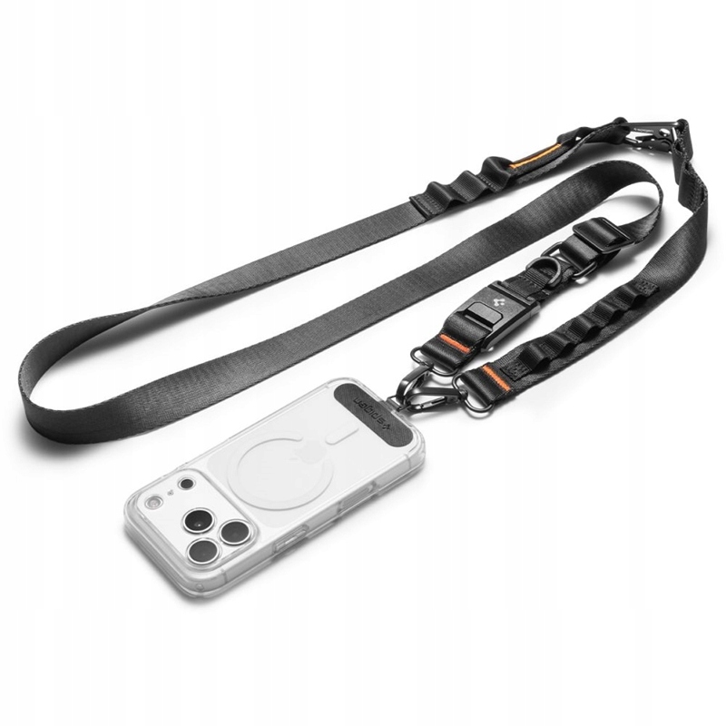 Spigen DA30M vodítko lanyard crossbody univerzální popruh na telefon černý