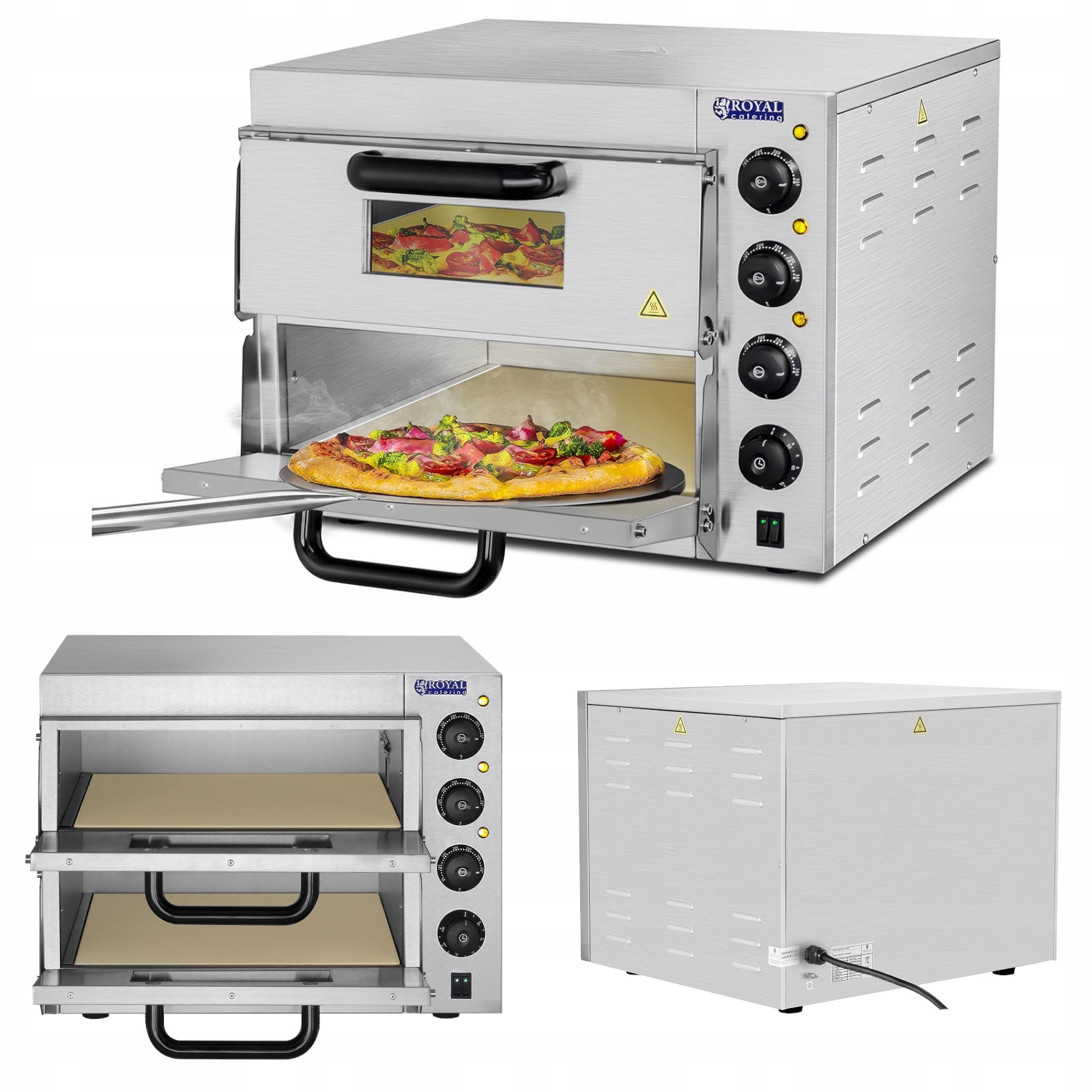 Výkonná kamna na pizzu s maximální teplotou 350 °C Royal Catering RCPO-3000-2PS-1