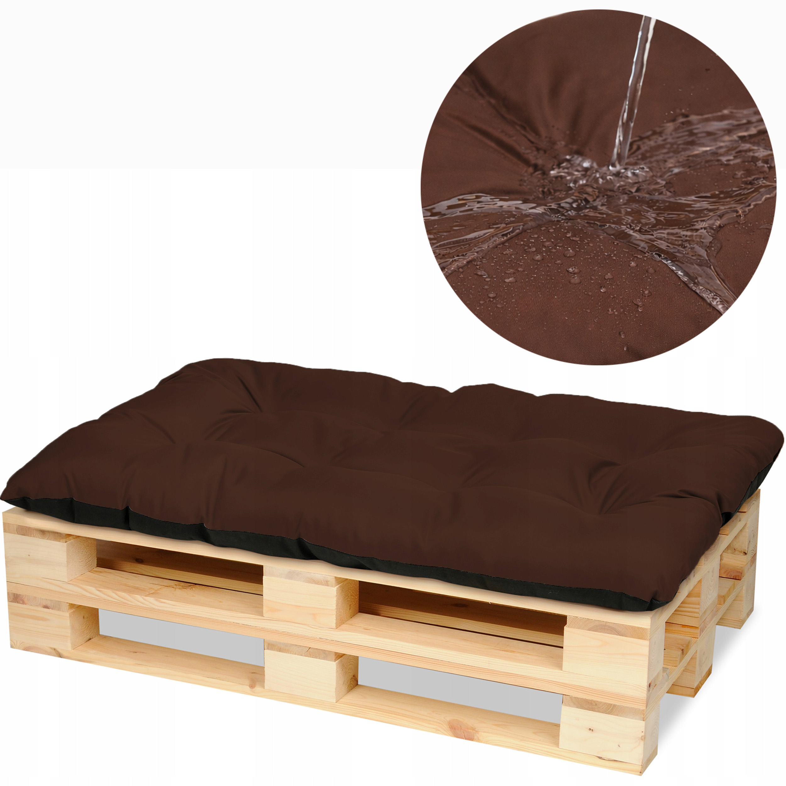 Polštář zahradní voděodolný na paletu nábytek z palet měkký 120x80 Hnědý