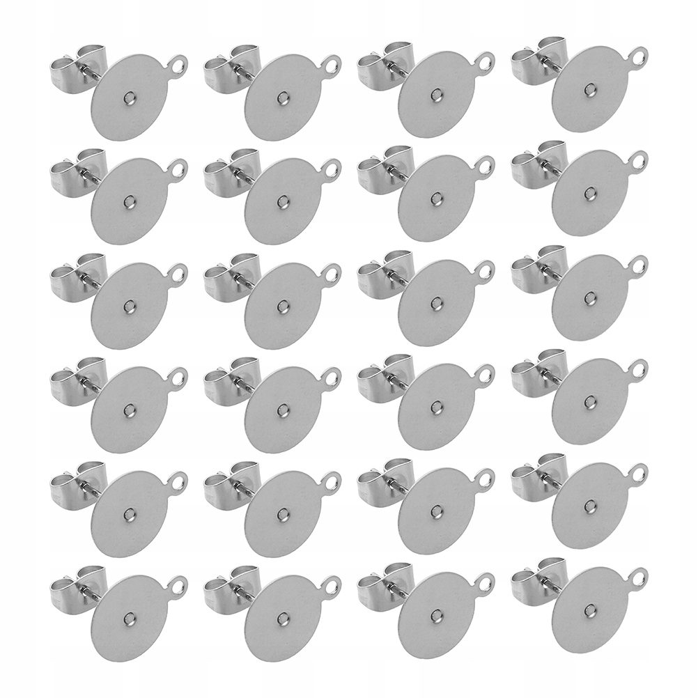 100Sets Skinfriendly Stainless Steel Flat Earring Findings Silver