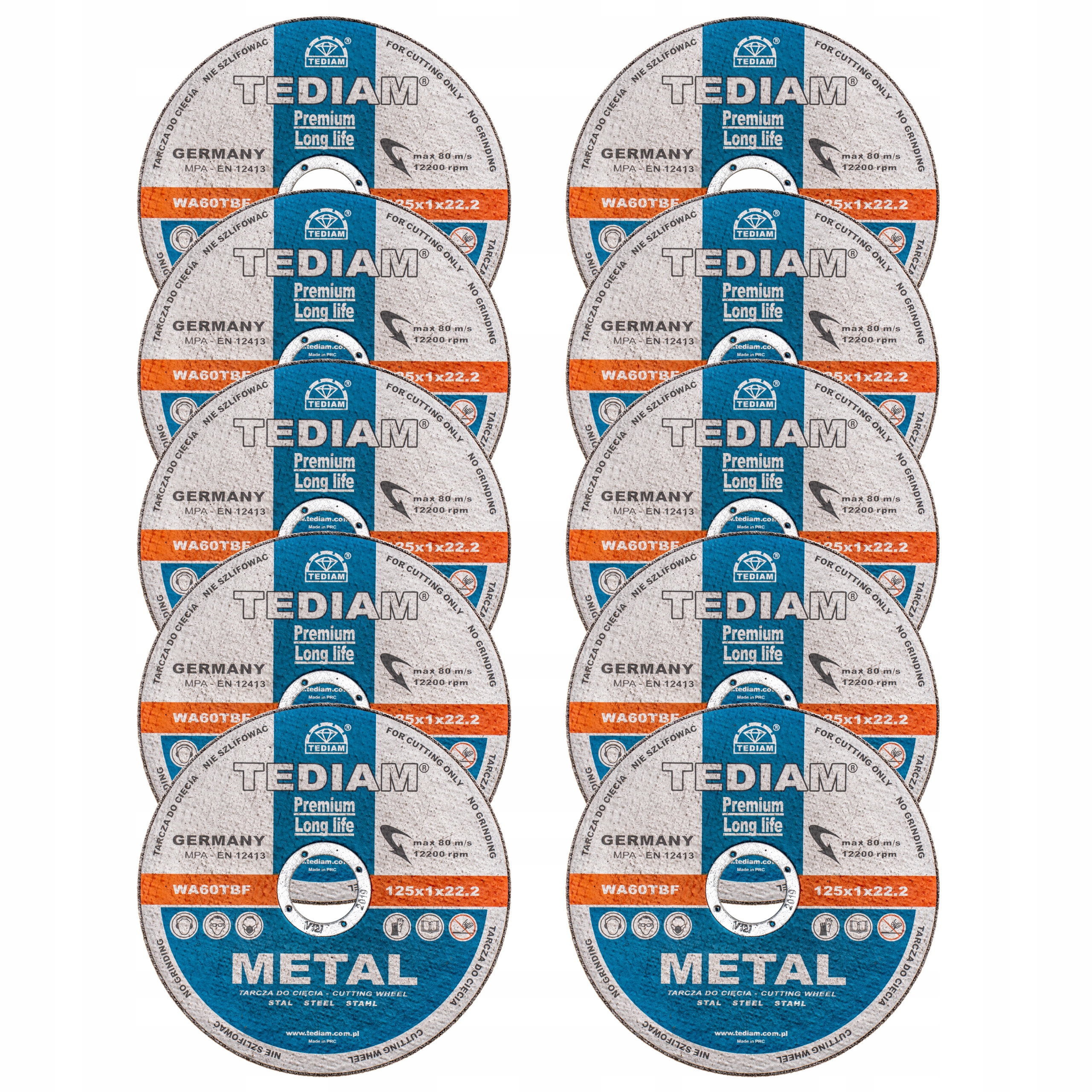 

Tarcza Do Cięcia Metalu 125 x 1,0 Stali 10 Sztuk