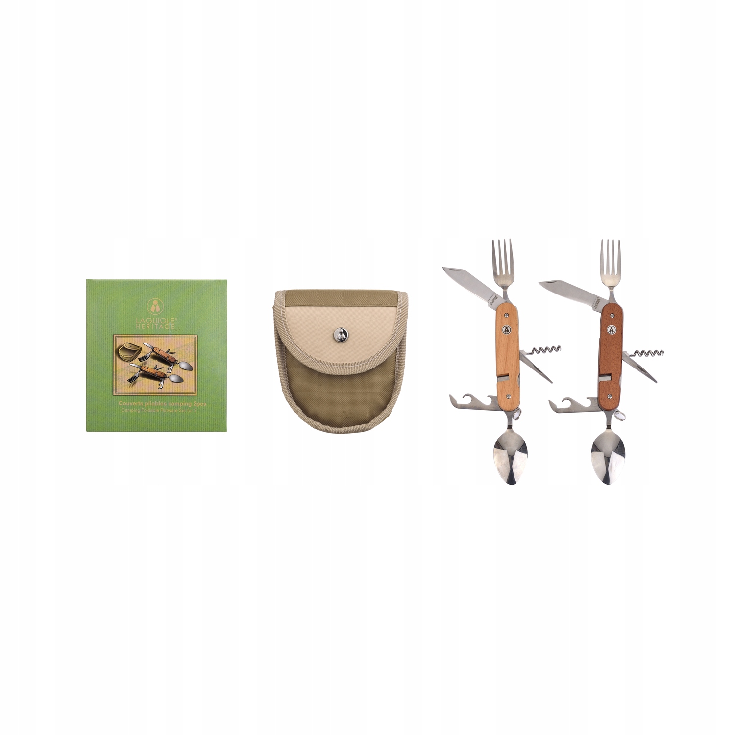 Sada turistických příborů pro 2 osoby Laguiole skládací příbory x2 v krabičce