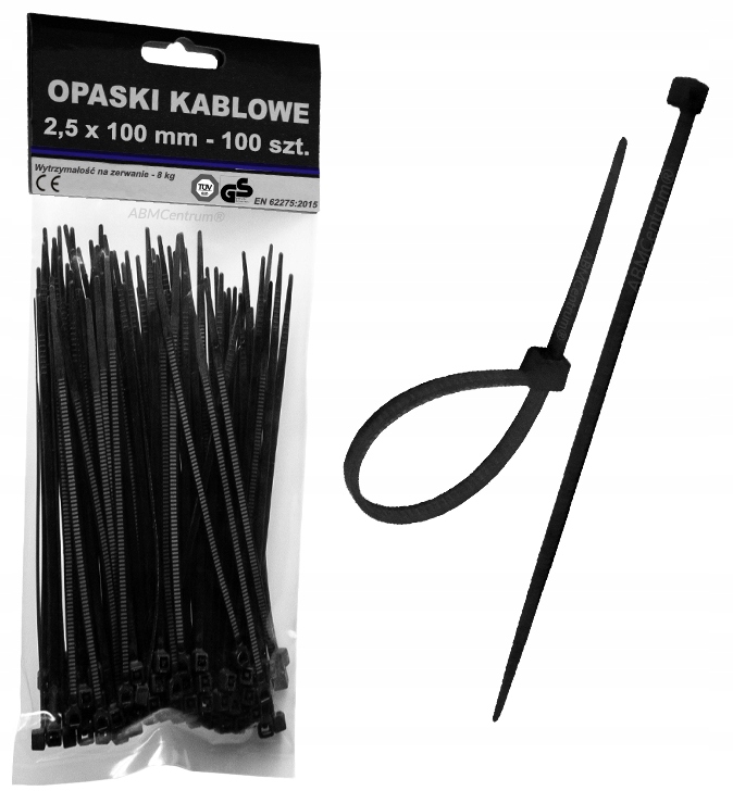 

Opaski Zaciskowe 100x2,5mm 100szt Obejmy Kablowe t