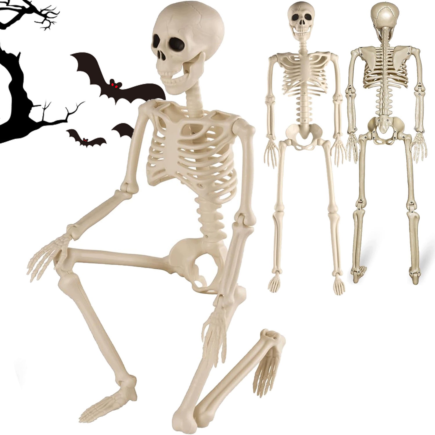 Lidská kostra Pohyblivá dekorace na Halloween 90 cm do zahrady a domu Bedee