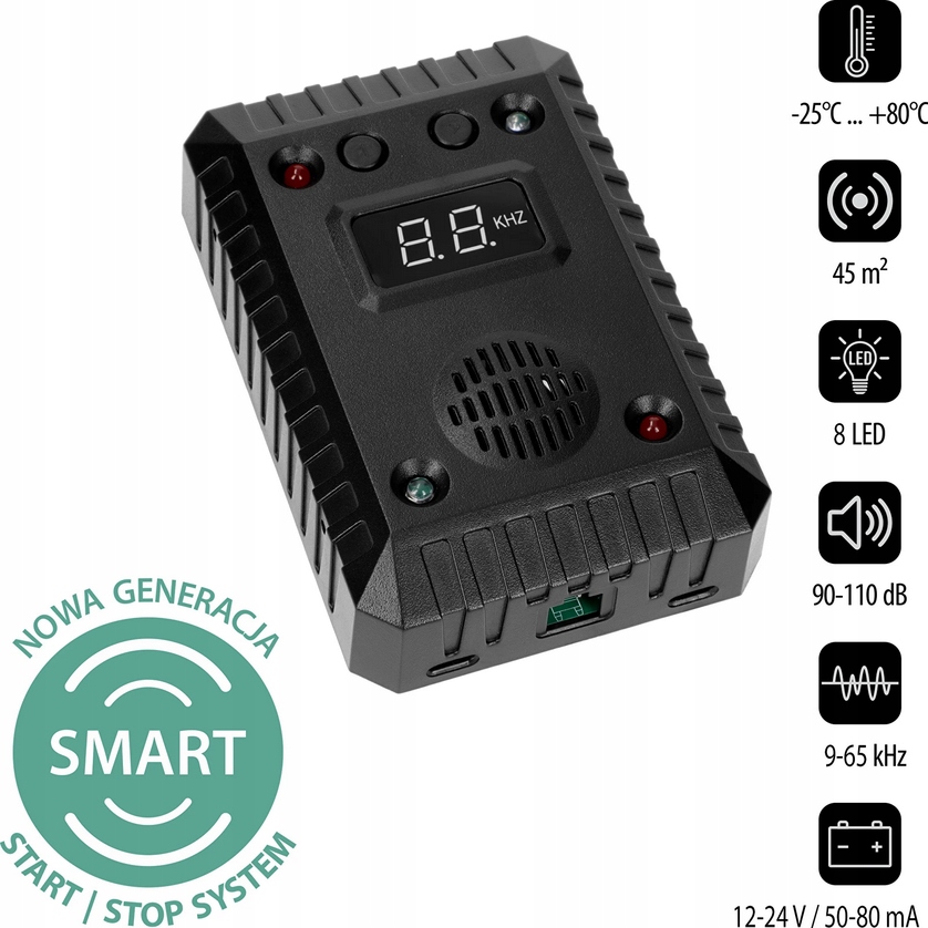 Odstraszacz kun i gryzoni do samochodów i pomieszczeń ultradźwiękowy + LED Zastosowanie przeciwko kunom myszom