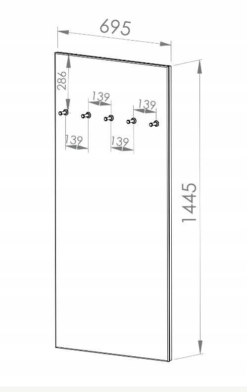 Wieszak Tapicerowany 70 cm Czarny NIVA ML Głębokość mebla 28.1 cm