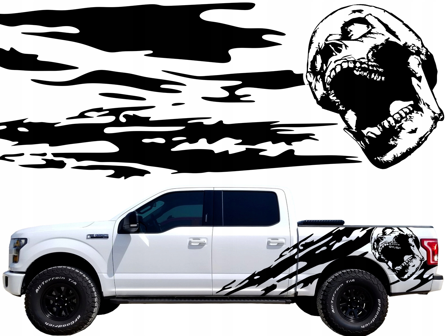 Samolepky na auto Jeep Motiv Trhaný Lebky