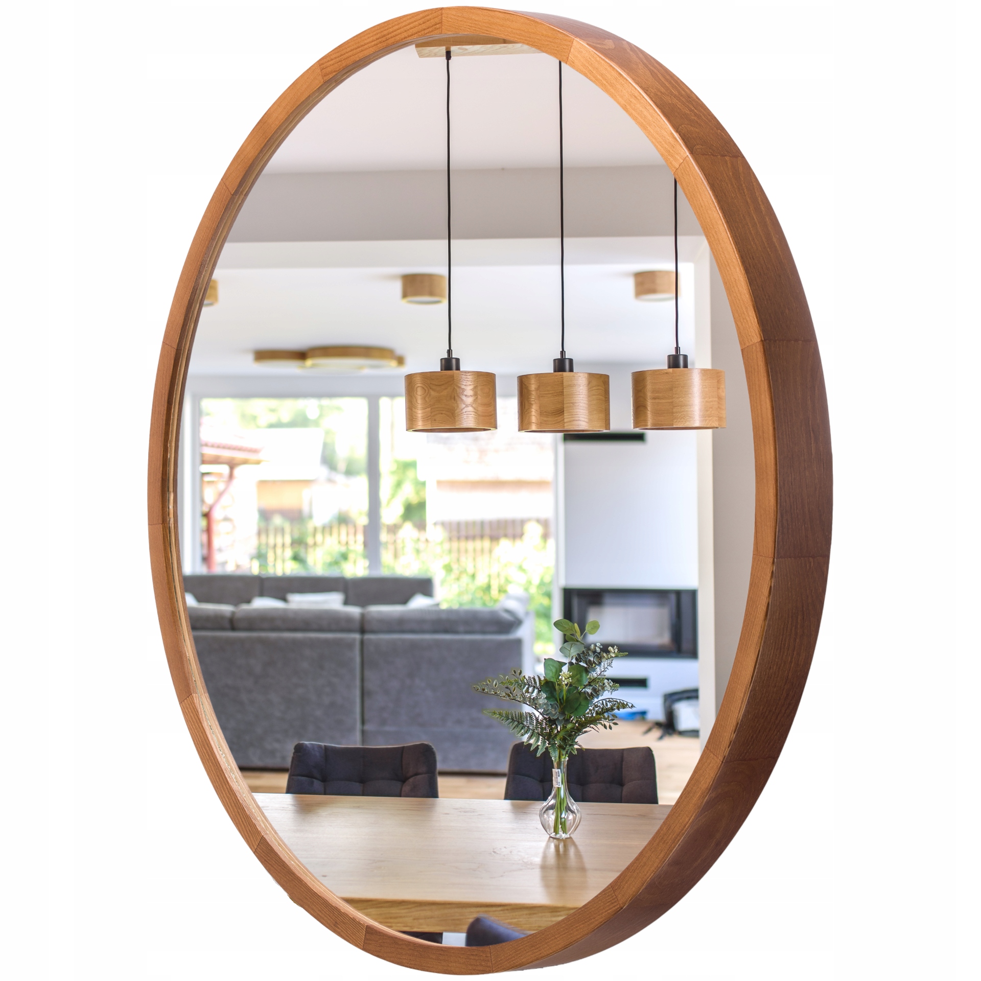 Kúpeľňové zrkadlo Leja okrúhle fi575 Rustikal v drevenom ráme, Stylové