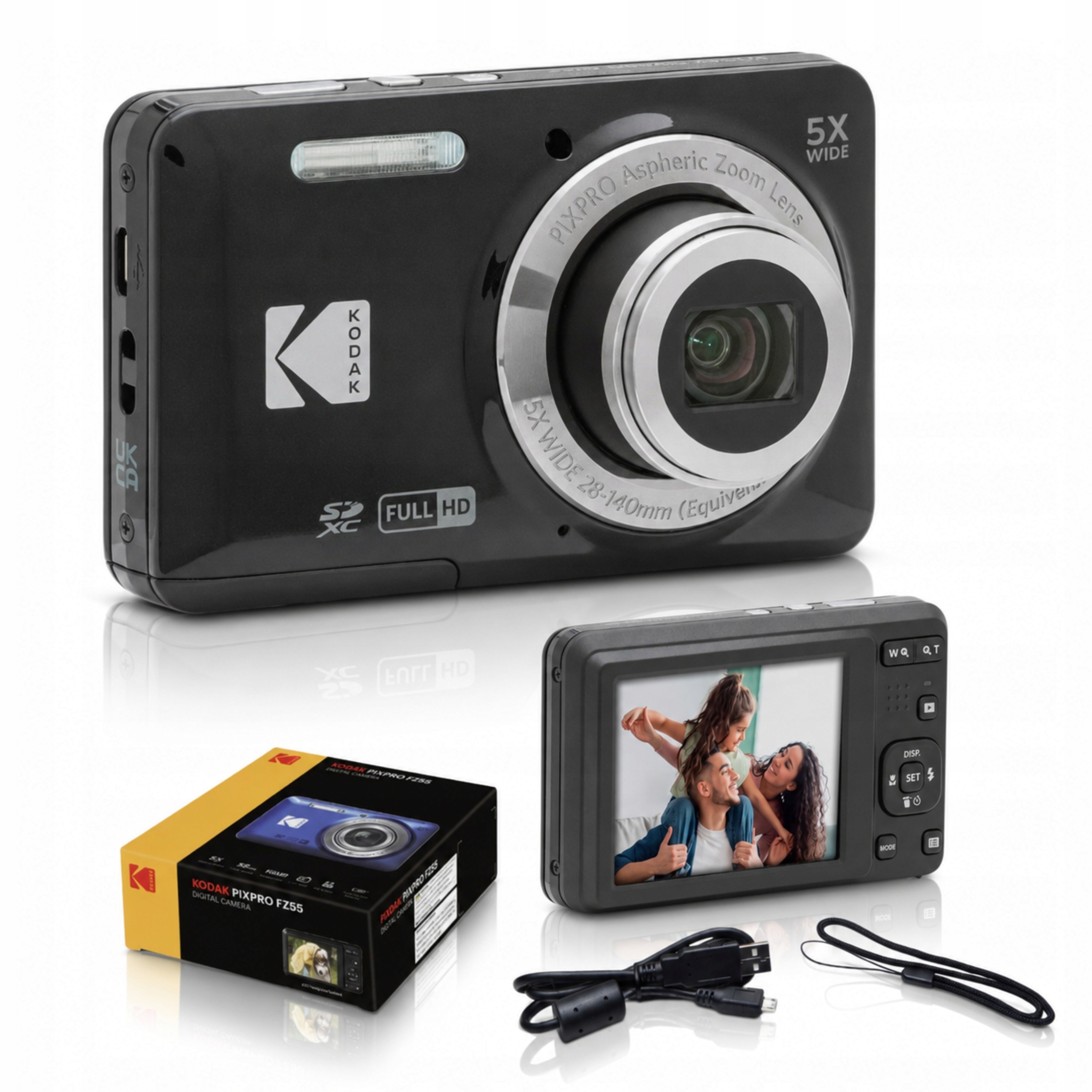Kodak Digitální fotoaparát Pixpro FZ55 Kompaktní 16MP Full Hd Retro Černý