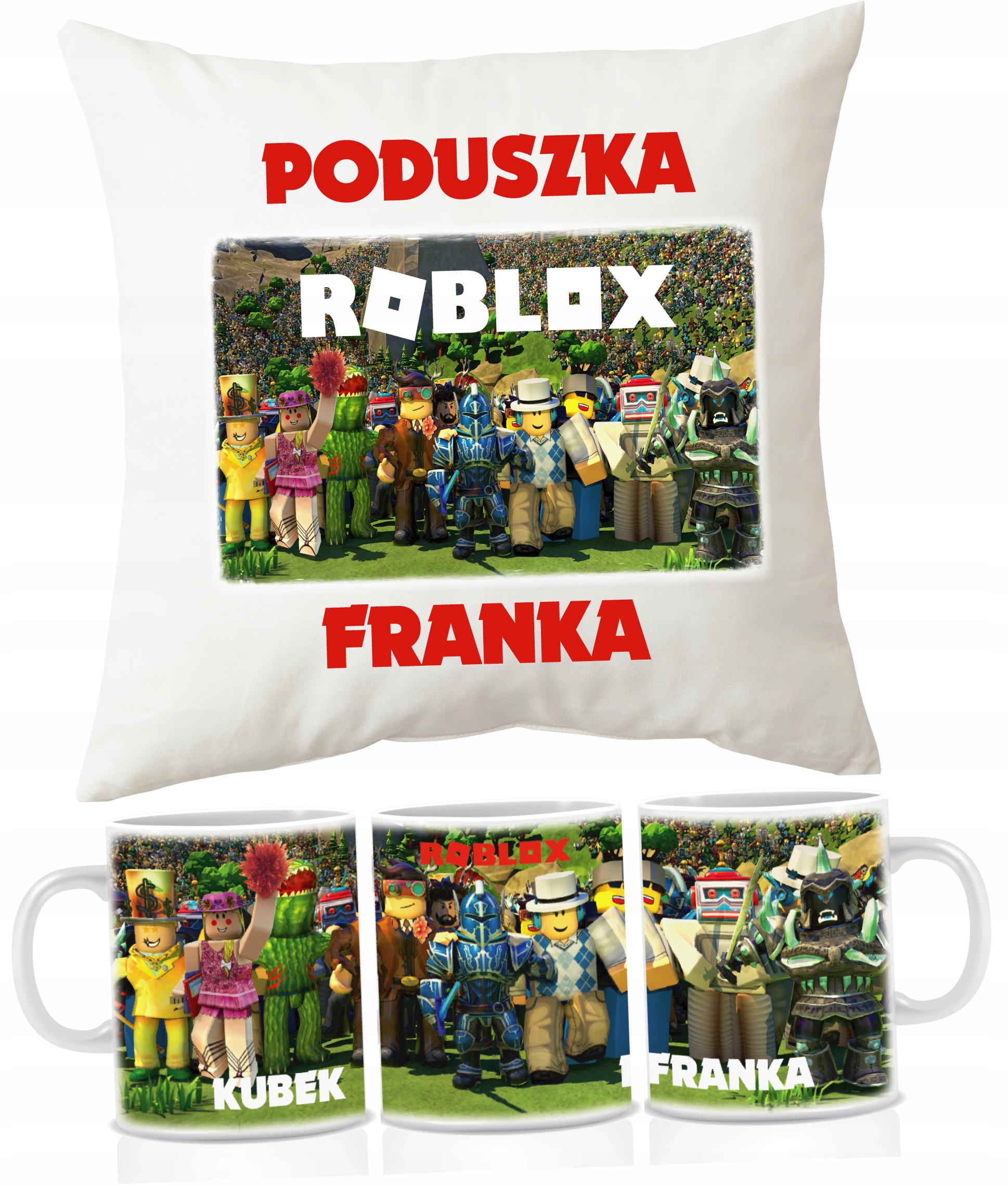 

Zestaw Poduszka Kubek Roblox Imię