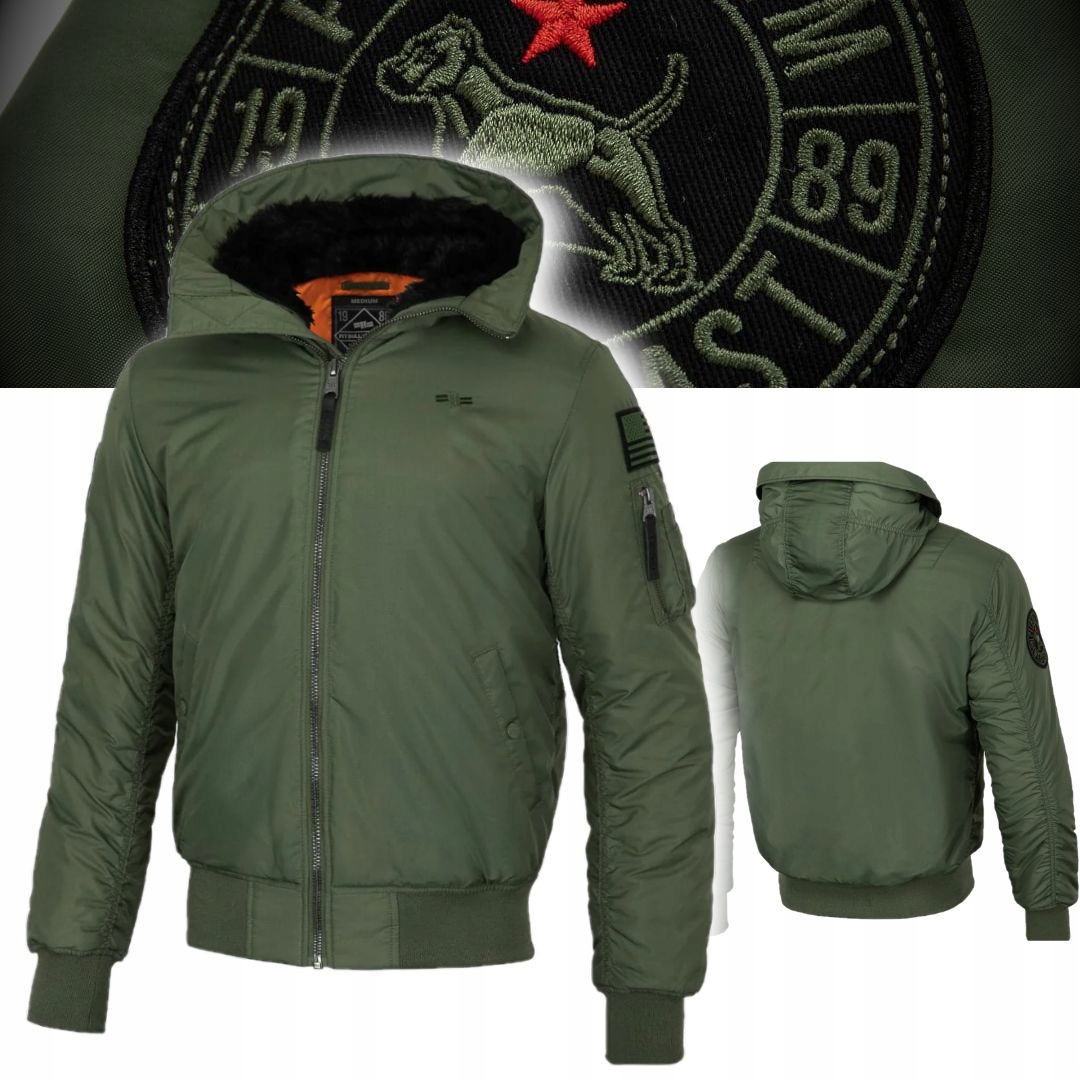 Zimní Bunda Pitbull S Kapucí Encino Olive Insulated S