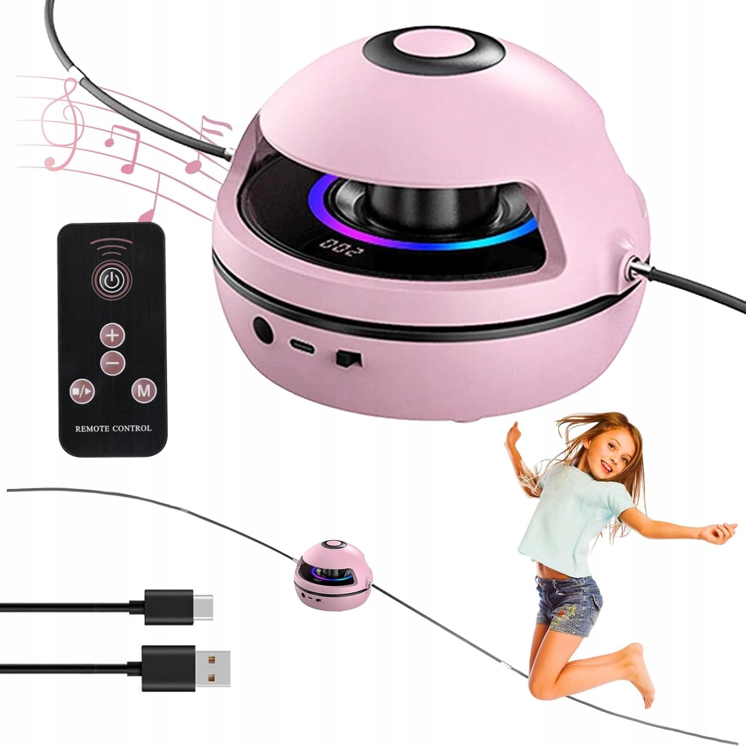 Skakanka Muzyczna Z Licznikiem Bluetooth Głośnik Led Z Licznik 10 Prędkości
