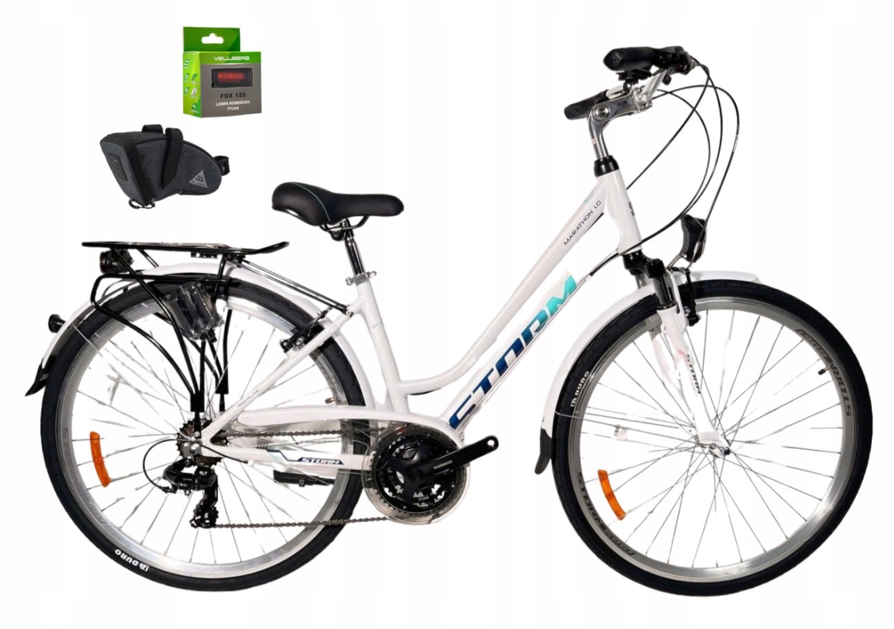 Rower 28 Storm Marathon 1.0 trekking Al. D Tourney 3x7 V-br 17" biały-