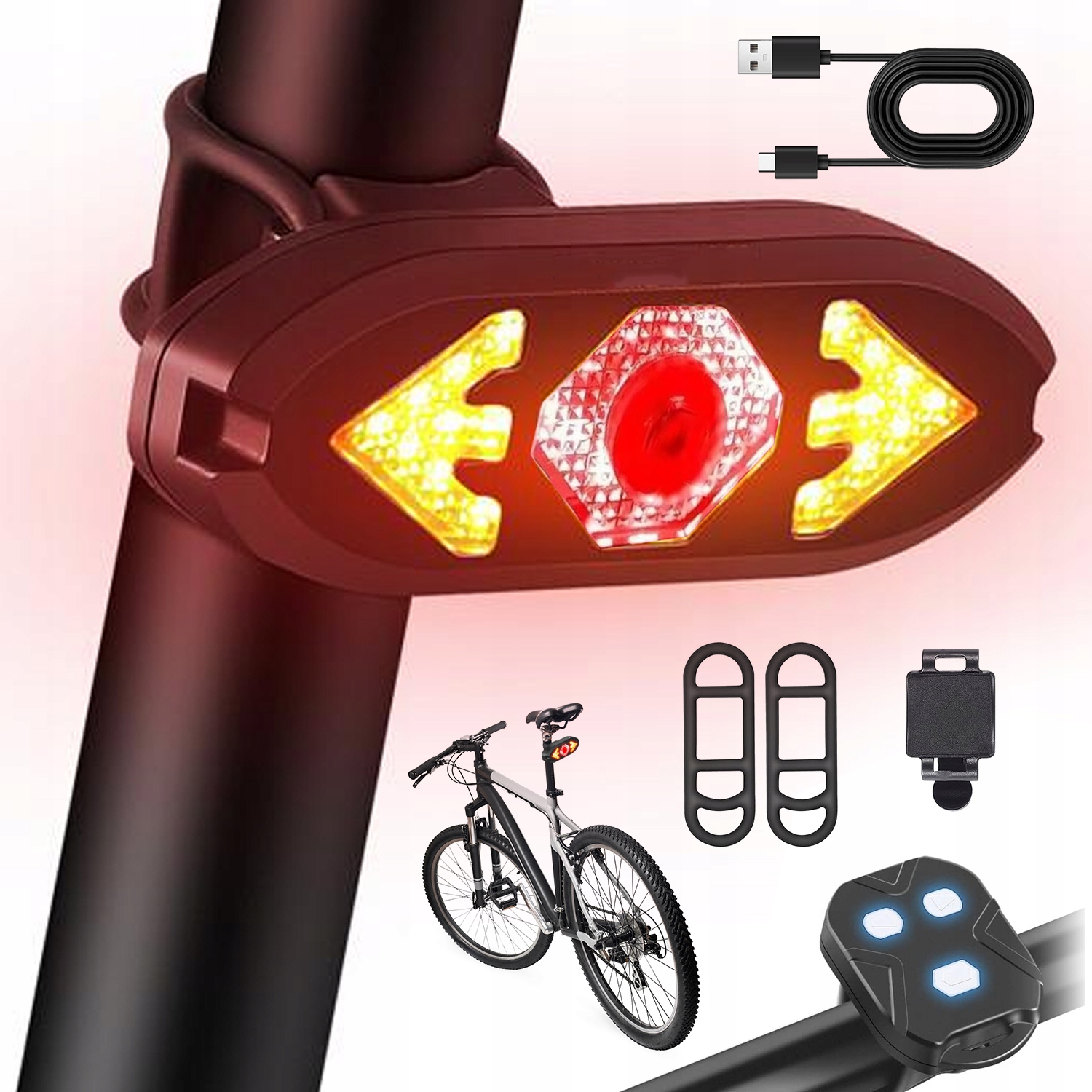 Tylne Światło Rowerowe Led Z Kierunkowskazami I Głośnikiem 120DB 5 Trybów