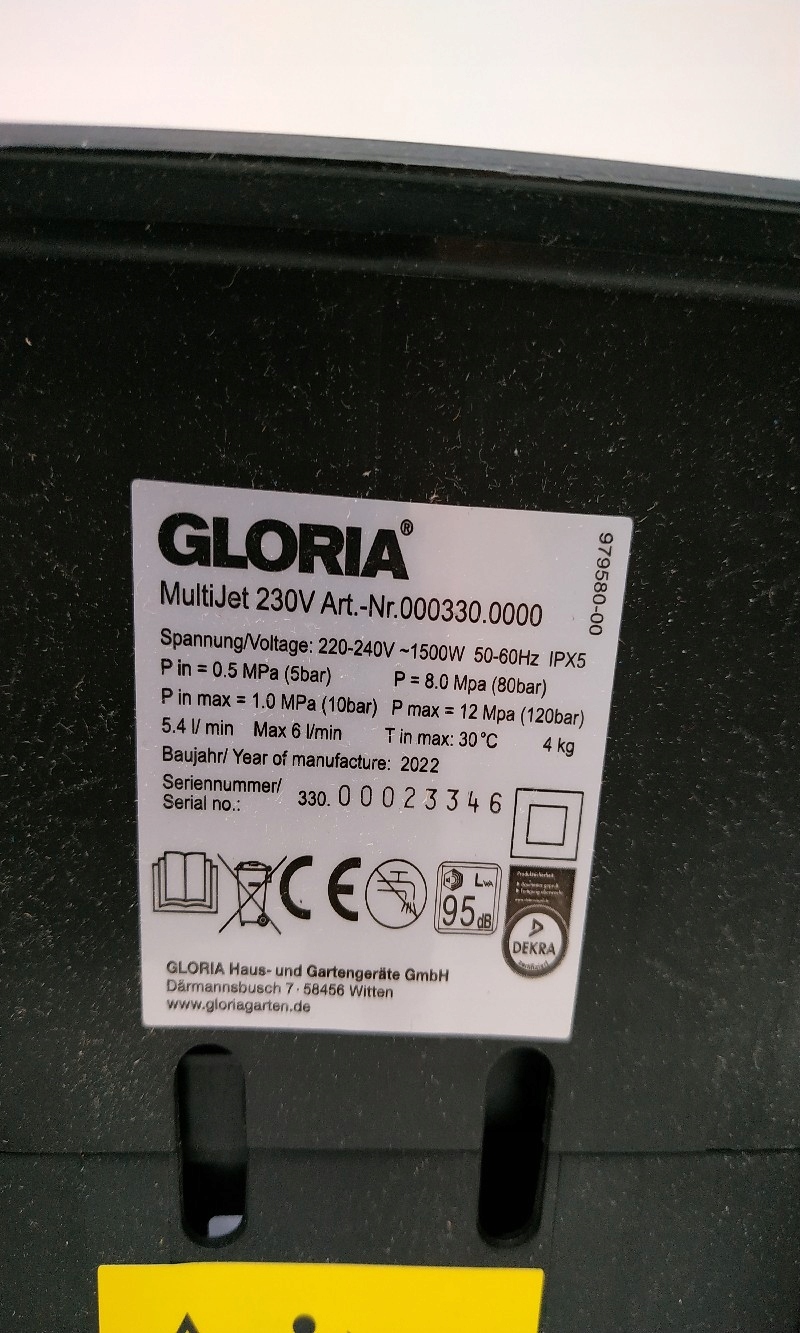 MYJKA WYSOKOCIŚNIENIOWA GLORIA MULTIJET 230 V Producent Inny