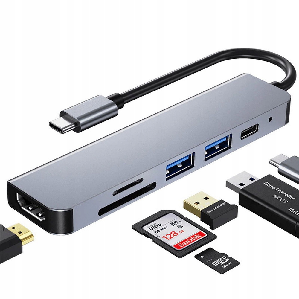 

6w1 Hub adapter Usb-c Hdmi Sd/tf Usb 3.0 MacBook